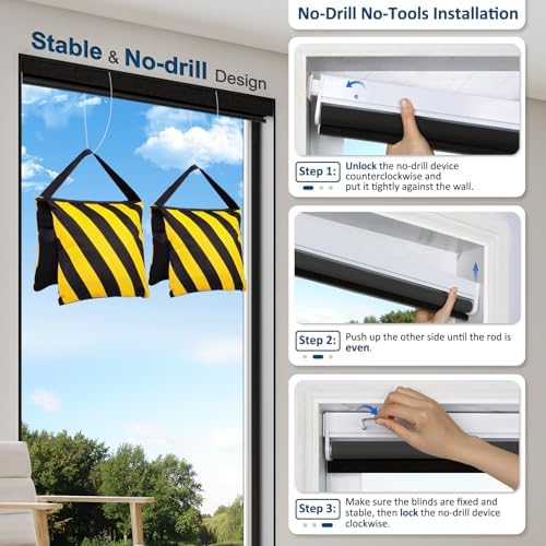 No-Drill Motorized Blackout Blinds with Remote, Black, 35.5" x 72"