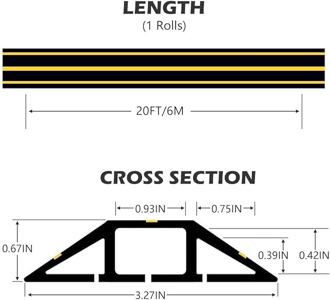 20Ft Cord Covers for Wires on Floor, 3-Channel Floor Cord Cover