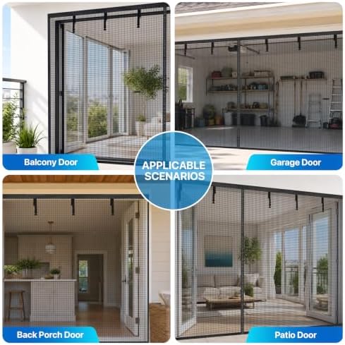 Heavy Duty Garage Screen Door for 1 Car Garage Pull Down, LOVIGA 8×7FT Magnetic Fiberglass Garage Door Screen Garage Net Screen with Magnet, Tear-Resistant, Easy Assemble, Fine Mesh Keep Bugs Out