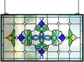 Yogoart Extra Large 32 Inch Horizontal Victorian Stained Glass Window Panels Hanging Transom Window Panels 20 Inch Height