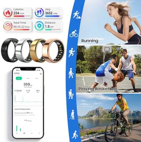 smart ring health tracker for women men, fitness showing dimensions