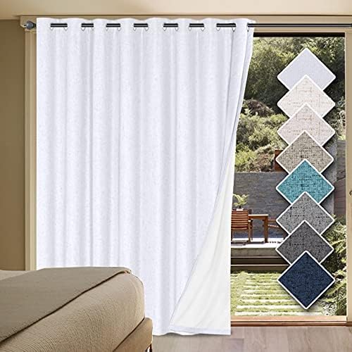 H.VERSAILTEX White Linen Blackout Curtains Durable Thick Textured Linen Look