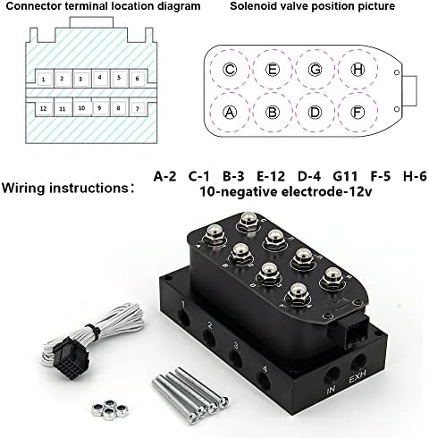 12V Air Ride Suspension Manifold Kit with 8 Air Ride Solenoid Valves