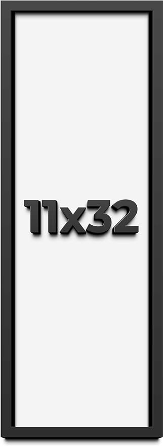 11x32 Shadow Box Frame Black | 1 Inch Deep Solid Wood Shadowbox Display Frame |