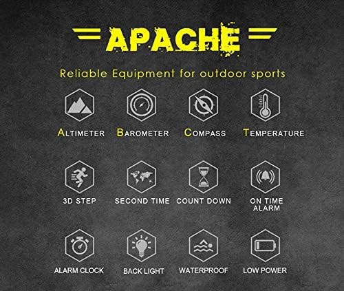 North Edge Apache Tactical Sports Watches for Men , Outdoor Survival Military Compass Rock Solid Digital Watches with Durable Band, Steps Tracker Pedometer Calories (Green)…