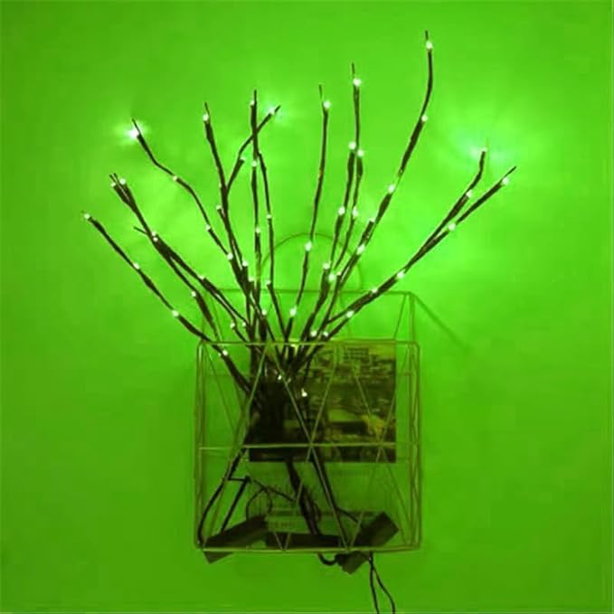 MENCH Branch Lights,6 Pcs Twig Light USB&Battery Powered 8 Flashing Modes by Remote Control.Branch Lights for Indoor, Light Up Decorations for Halloween Day and Christmas,Green