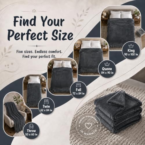 Eydna Electric Heated Blanket Full Size 72"x84",Fast Heating Throw, Soft Plush Microplush for Bed & Couch, 10 Hours Auto Off & 5 Heating Levels, Machine Washable, Gifts for Womens & Family-Dark Gray