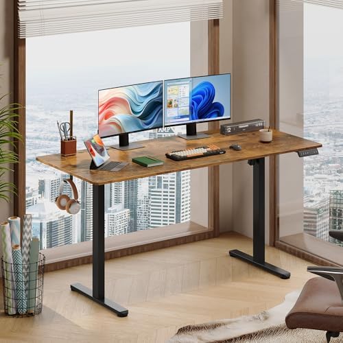 DEVAISE 63 Inch Standing Desk with Split Top, Computer Desk, Rustic Brown