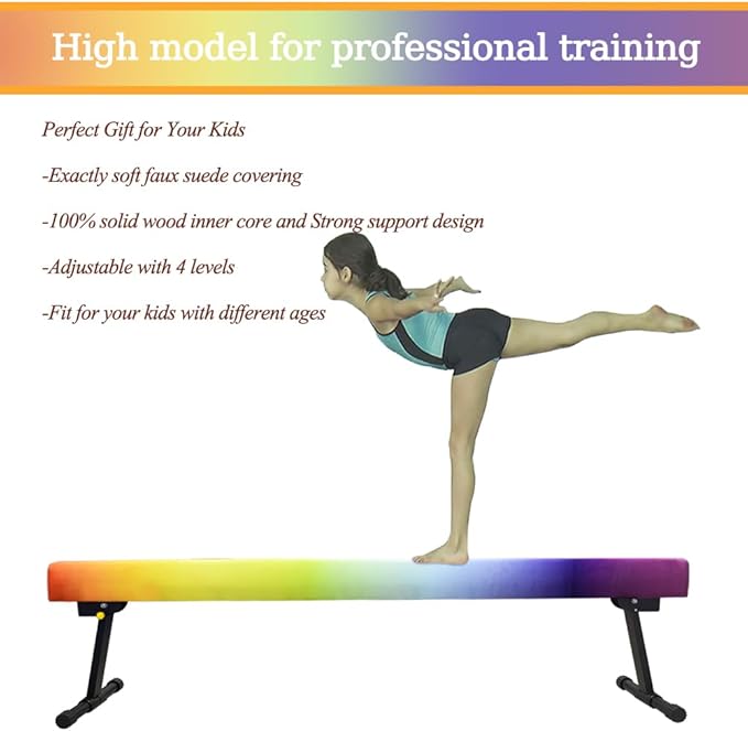 Adjustable&Foldable Gymnastics Balance Beam, 6FT/8ft High-Low Level Floor