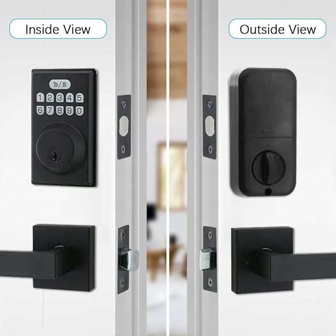 Keyless Entry Door Lock with 2 Handles, Electronic Keypad Deadbolt Front Door