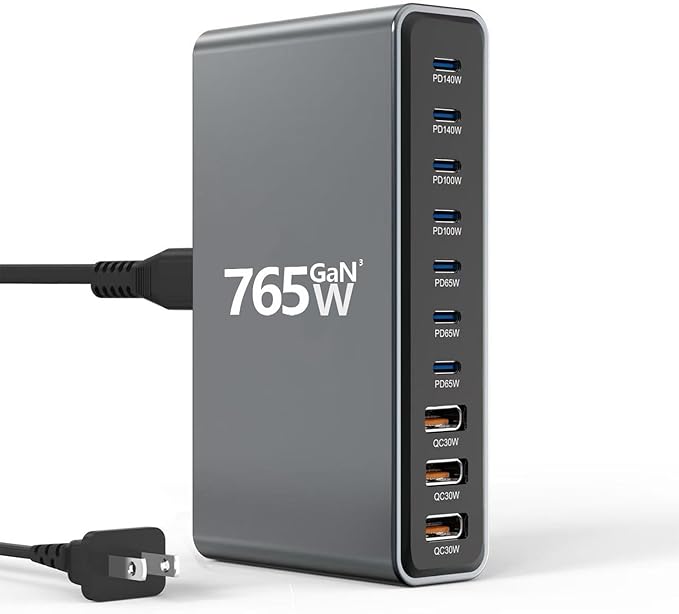 765W 10-Port GaN 3 Desktop Charging Station