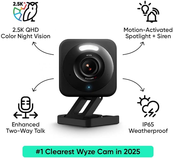 WYZE Cam v4, 2.5K AI Security Camera, Indoor/Outdoor Cameras (2 Pack)