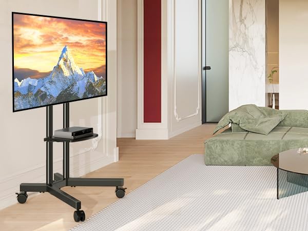 Mobile TV Stand with Upgraded Wheels for 32-75 Inch TVs up to 88 lbs