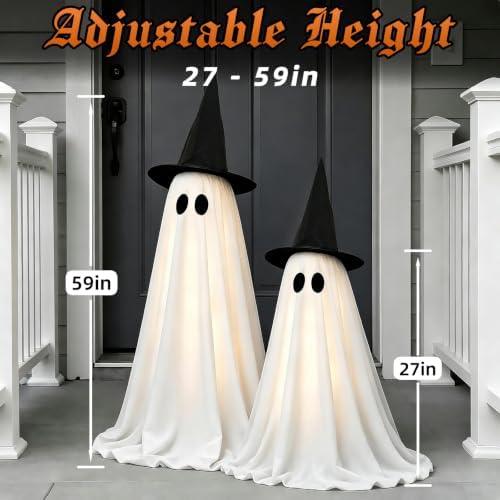 Halloween Ghost Decorations Indoor, 2 Packs Light Up Ghosts with Remote