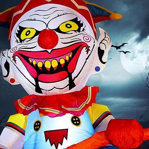 WBHome 5 Ft Halloween Inflatable Outdoor Clown Bicycle Decorations, Day of The Dead Blow Up Yard Decor with Built-in LED Light (Plug in) for Lawn Home Dia de Los Muertos Party Indoor Outdoor