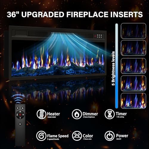 VITESSE 70”Fireplace TV Stand,Modern Entertainment Center Heating Fireplace