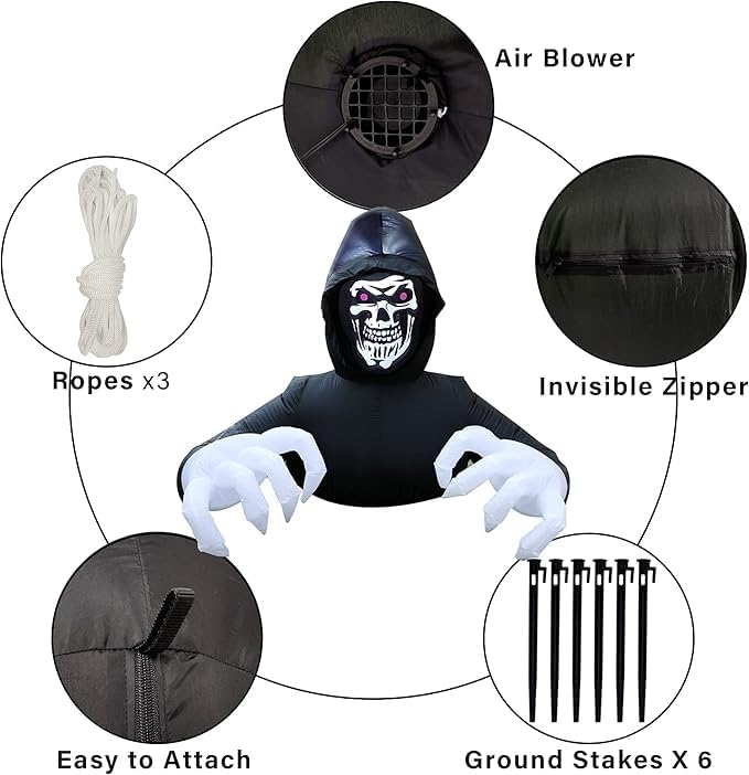 DR.DUDU 6FT Grim Reaper Halloween Inflatable Decorations Outdoor