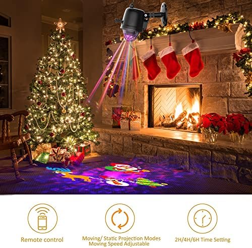 2025 Upgrade Halloween Christmas Projector Lights,2-in-1 Moving Holiday Lands...