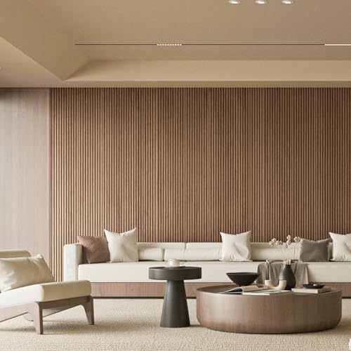 Art3d 108 x 5.7 Inch Slat Solid Wood Wall Paneling for Interior Decor, Oak