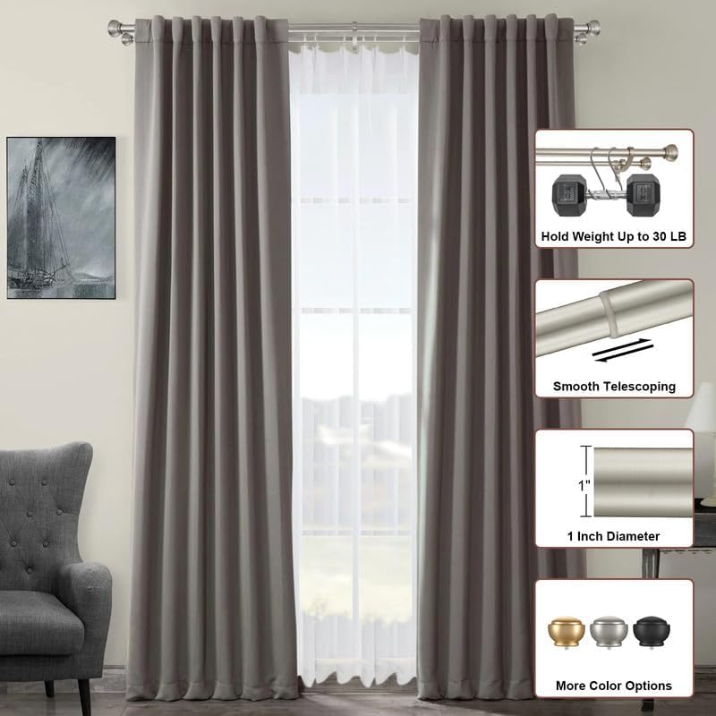 brushed nickel curtain rods for windows 28 to, close-up detail