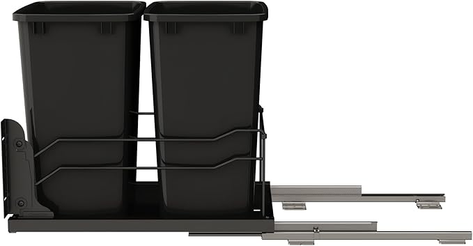 Rev-A-Shelf 35 Qt Double Pullout Under Cabinet Kitchen Trash Cans w/Soft-Close