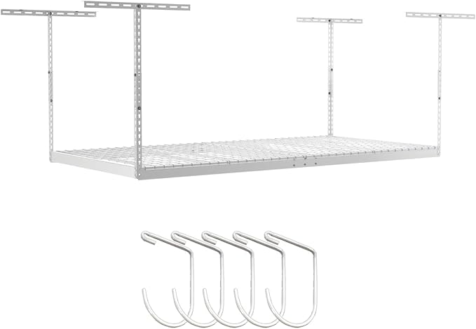 SafeRacks 4 ft x 8 ft Overhead Storage Rack Adjustable 24 in - 45in Height (5-pc)