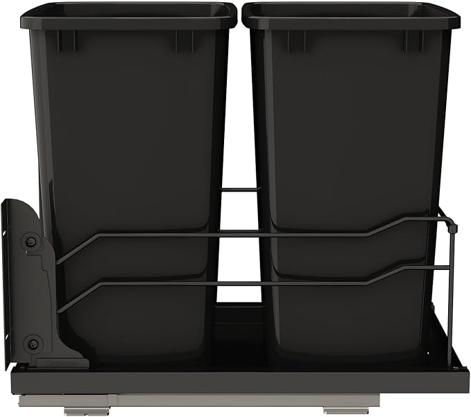 Rev-A-Shelf 35 Qt Double Pullout Under Cabinet Kitchen Trash Cans w/Soft-Close