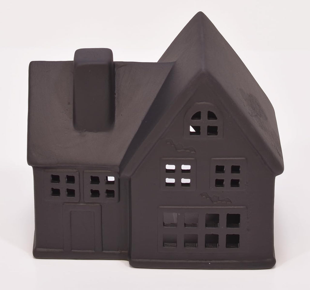 Mark Feldstein Black Porcelain Haunted Halloween LED Village, 10 Pc