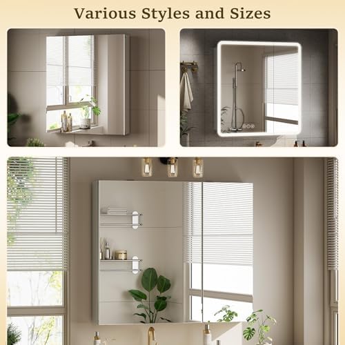 16" x 24" Bathroom Medicine Cabinet Mirror, Aluminum Frame Silver