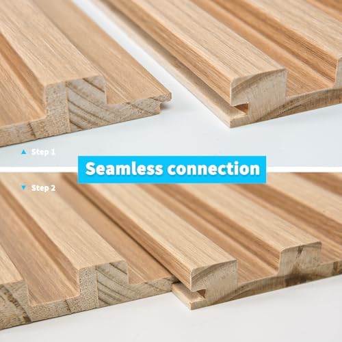 Art3d 108 x 5.7 Inch Slat Solid Wood Wall Paneling for Interior Decor, Oak