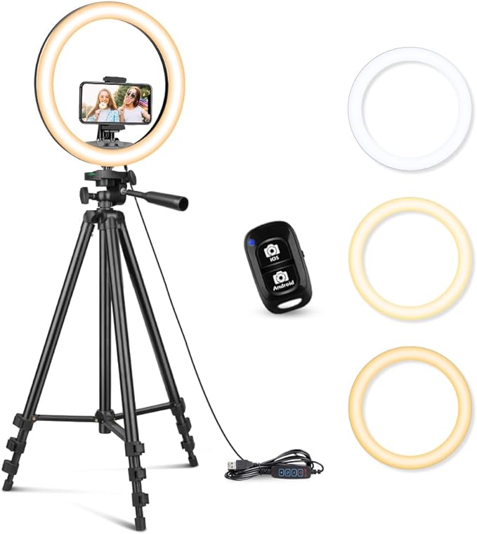 Sensyne 12'' Ring Light with 50'' Extendable Tripod Stand, LED Circle Lights