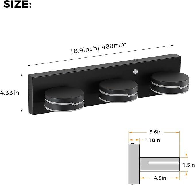 LED Modern Bathroom Lights Fixtures 3-Light Motion Sensor Vanity Light Matte