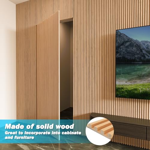 Art3d 108 x 5.7 Inch Slat Solid Wood Wall Paneling for Interior Decor, Oak