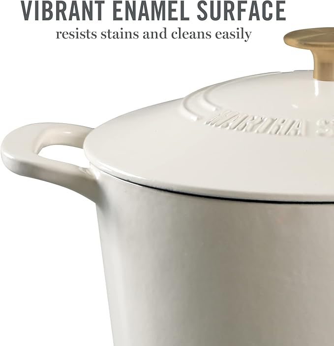 MARTHA STEWART Gatwick 7-Quart Enamel Cast Iron Dutch Oven – Linen White