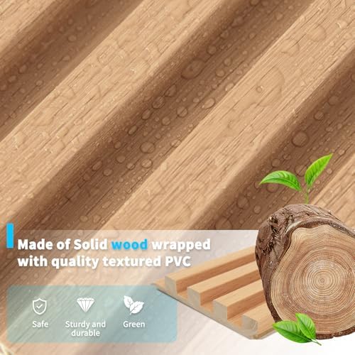 Art3d 108 x 5.7 Inch Slat Solid Wood Wall Paneling for Interior Decor, Oak