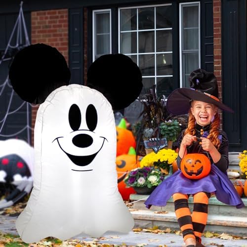 Halloween Inflatable Outdoor Decoration,Mouse Theme Cute Ghost Blow Up Outdoor for Halloween Party Garden Lawn Decor