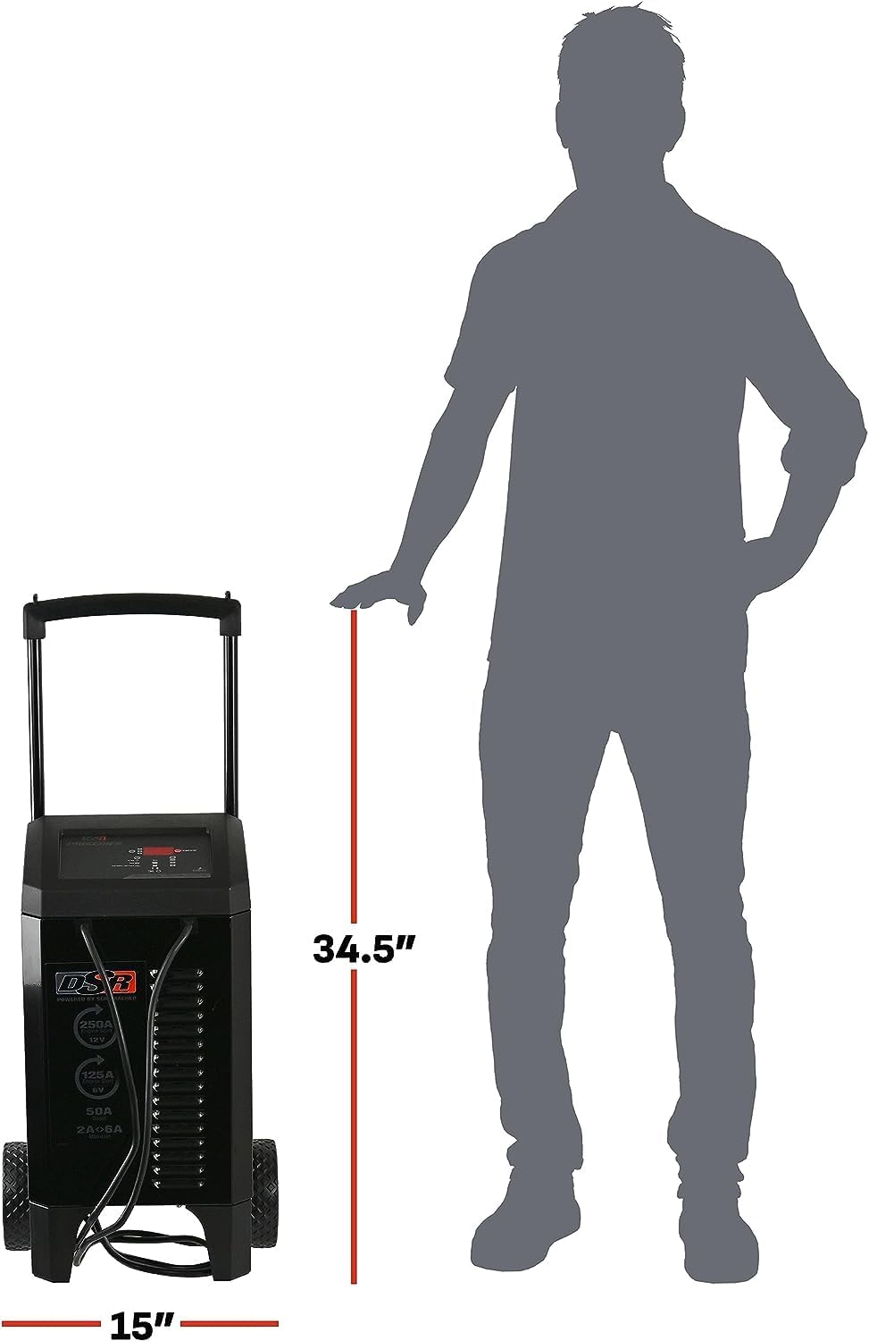 schumacher electric wheeled 6a car battery charger & on a desk or shelf