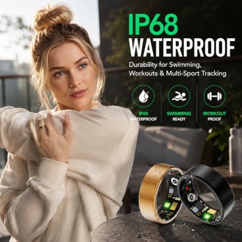 Smart Ring for Women Men, Fitness Tracker Ring with Free App No Subscription Fee, 7 Days Battery Life, Sleep Monitor, Heart Rate & Step Tracker, IP68 Waterproof, Android/iOS Compatible(Silver,8)