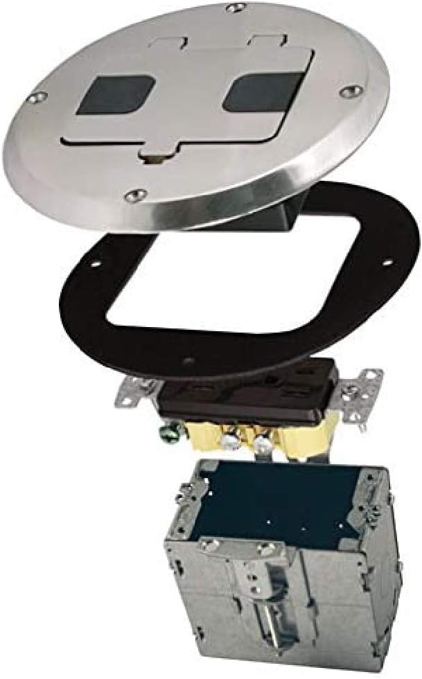 RACO 6239NI Floor Kit with Recessed Duplex 15A TR Device and Adjustable Steel