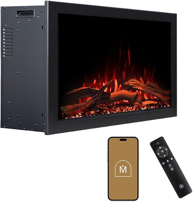 Modern Ember Highmark Traditional 33 Inch Built-in Smart Electric Fireplace