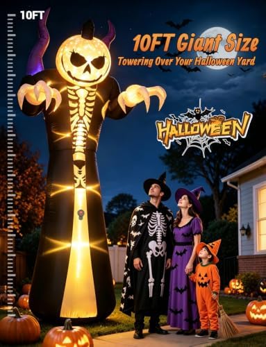Elegear 10FT Grim Reaper Halloween Inflatable, Motion-Activated Scream