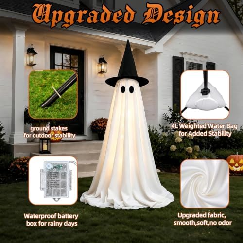 Halloween Ghost Decorations Indoor, 2 Packs Light Up Ghosts with Remote