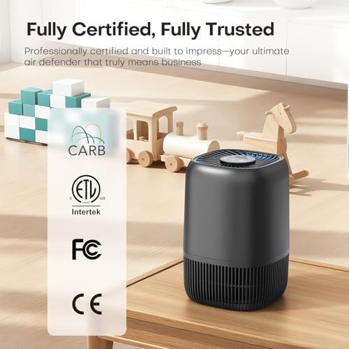 VOOPNU Air Purifiers for Bedroom, High Efficiency Filter, 1076 Ft², Black