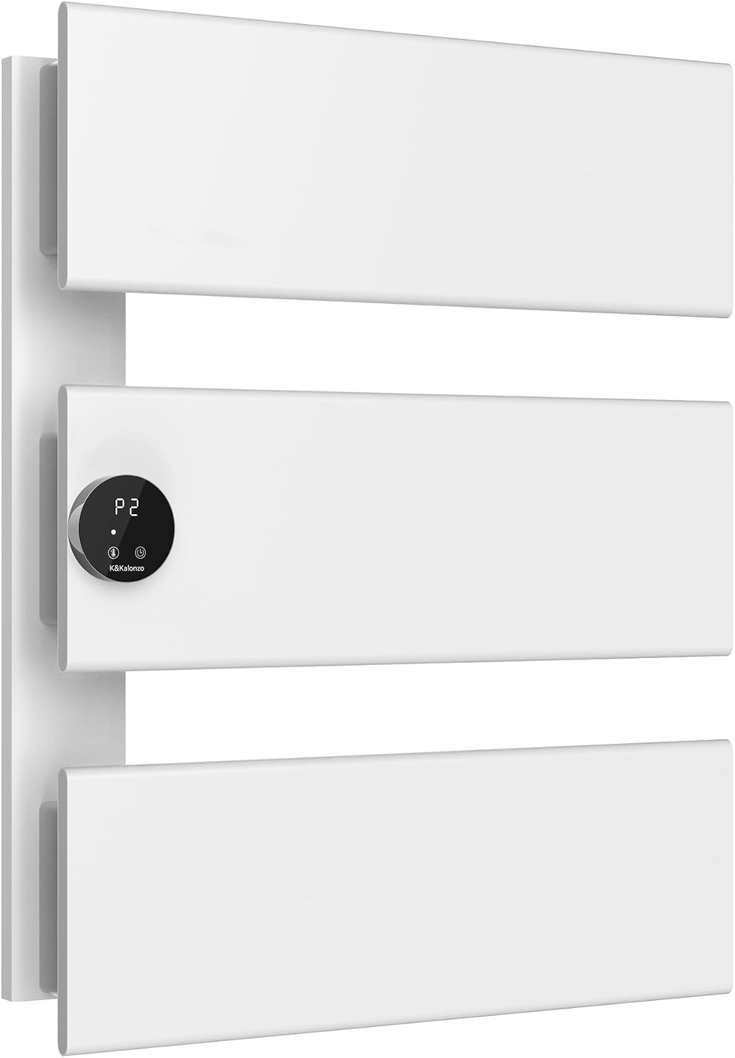 K&KALONZO Electric Towel Warmer, 18.35" W x 22.8" H Wall-Mounted Towel Heater with Built-in Timer, Waterproof Aluminum Towel Warmer for Bathroom, Support Plug-in and Hardwired, White, K3-L-W-N