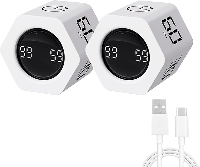 Productivity Timer Flip Gravity Sensor Cube Timer Countdown & Countup, Mute &