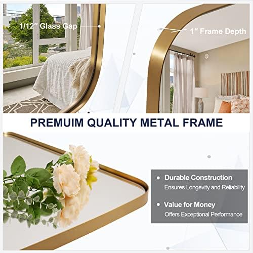 ANDY STAR Oval Mirrors for Bathroom, 20x28 Gold Bathroom Vanity Mirror with Metal Frame, Brass Oblong Mirror for Over Sink, Modern Anti Rust Wall Mounted