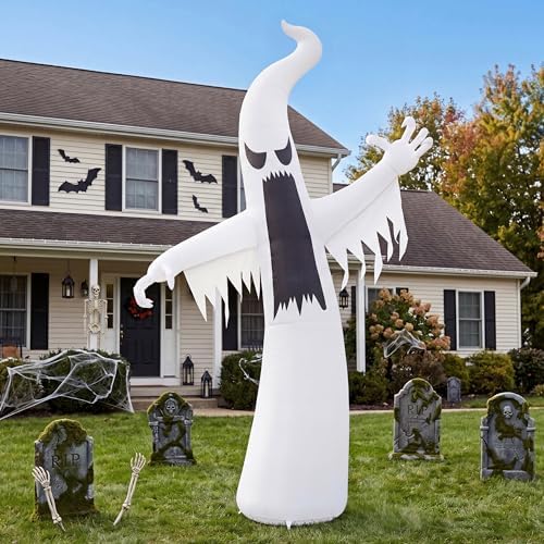 Joiedomi 12 FT Halloween Inflatables Outdoor Decorations, Scary Ghost Halloween Decor, Inflatable Ghost Blow Ups for Yard with LEDs for Outside Yard Decorations