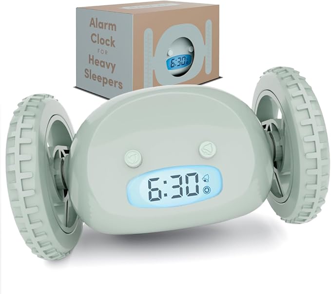 CLOCKY Extra Loud Alarm Clock for Heavy Sleepers on Wheels Rolls Runs Away
