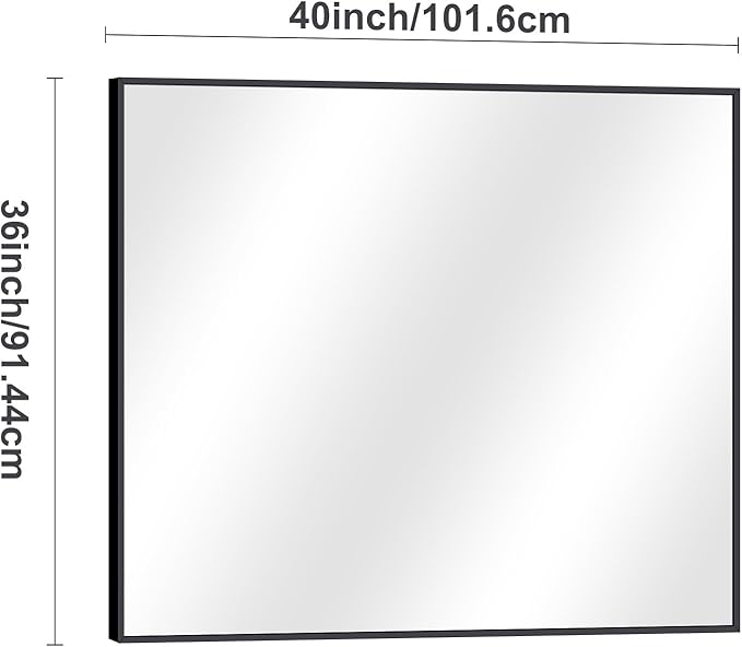 Black Bathroom Mirror for Wall, 36x40 Inch Rectangle Mirrors