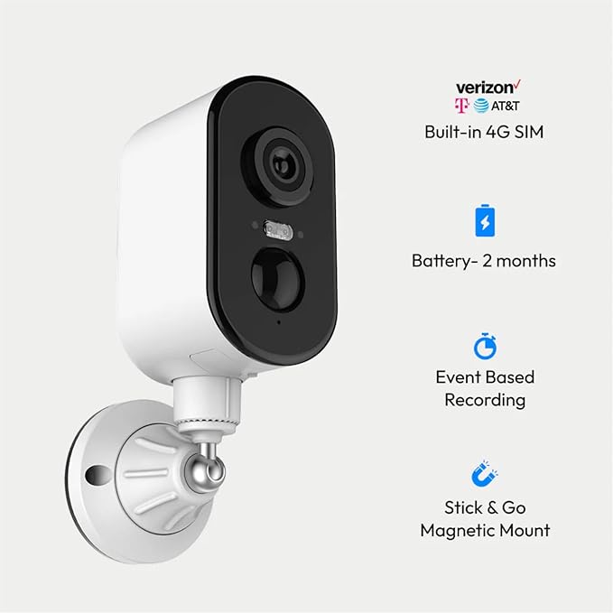 Waggle 4G LTE Cellular Security Camera, 2K HD Pet Monitor, No WiFi, 9000mAh